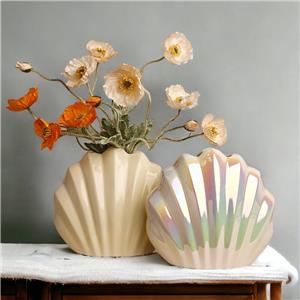 Vases en céramique en forme de coquille pour fleurs, décoration de maison en porcelaine, ornement de luxe moderne et mignon, vente en gros