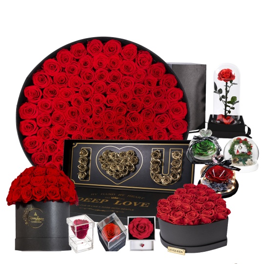 Bunga Borong Hadiah Hari Ibu Umur Panjang Kekal Alami Sebenar Kekal Kekal Selamanya Kekal Terpelihara Mawar dalam Kotak