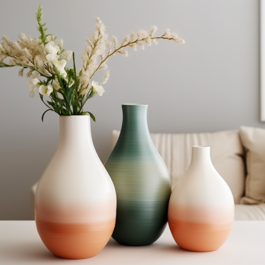 Pasu Seramik Warna Kecerunan - Potongan Hiasan Elegan untuk Perabot Bergaya Bunga Kering Pasu Tumbuhan Meja Pasu Atas