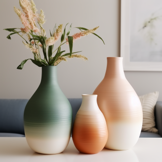 Vases en céramique de couleur dégradée, pièces décoratives élégantes pour meubles élégants, Vase de plantes à fleurs sèches, Vase de Table