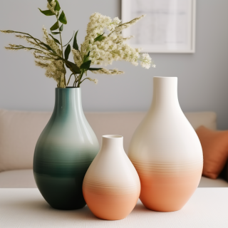 Vases en céramique de couleur dégradée, pièces décoratives élégantes pour meubles élégants, Vase de plantes à fleurs sèches, Vase de Table