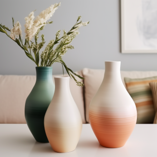 Vases en céramique de couleur dégradée, pièces décoratives élégantes pour meubles élégants, Vase de plantes à fleurs sèches, Vase de Table