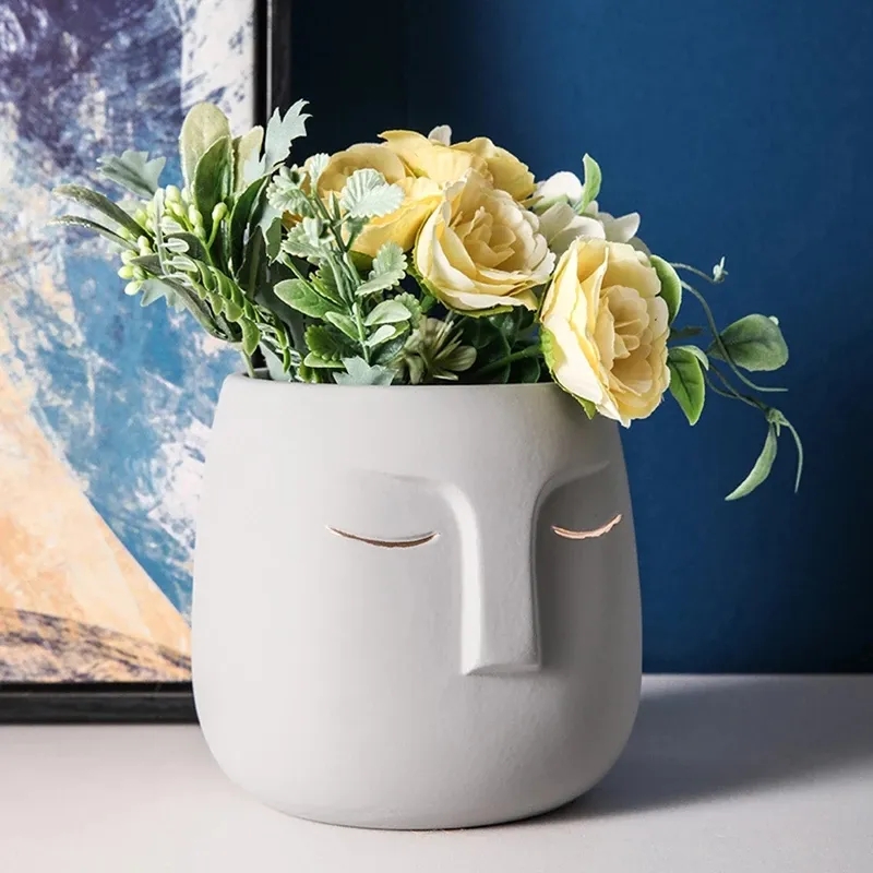 Modern Creative Ceramic Face Shaped Flower Pot Ceramic Flower Pot Home Decor