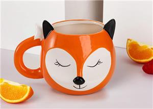 3D Fox Mug Ceramic Coffee Mug Hand Painted Ceramic Animal Coffee Mug