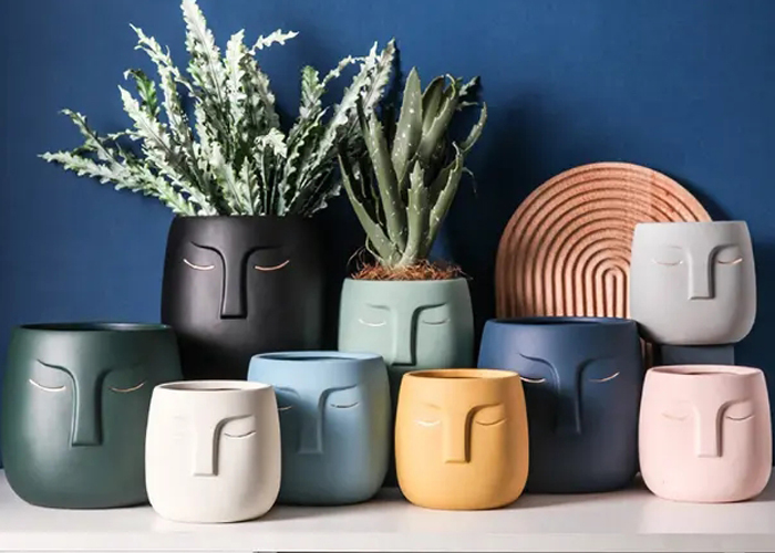 Modern Creative Ceramic Face Shaped Flower Pot Ceramic Flower Pot Home Decor