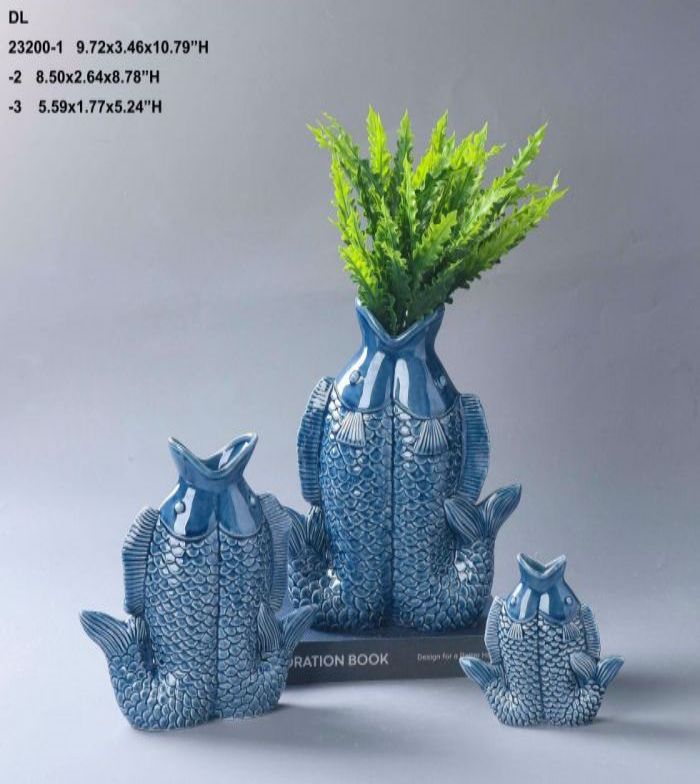 Blue Ceramic Vase for Modern Home Decor Ocean style ceramic vase creative Pisces vase