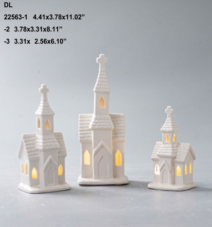 Ceramic Christmas house with led lighted Holiday decoration