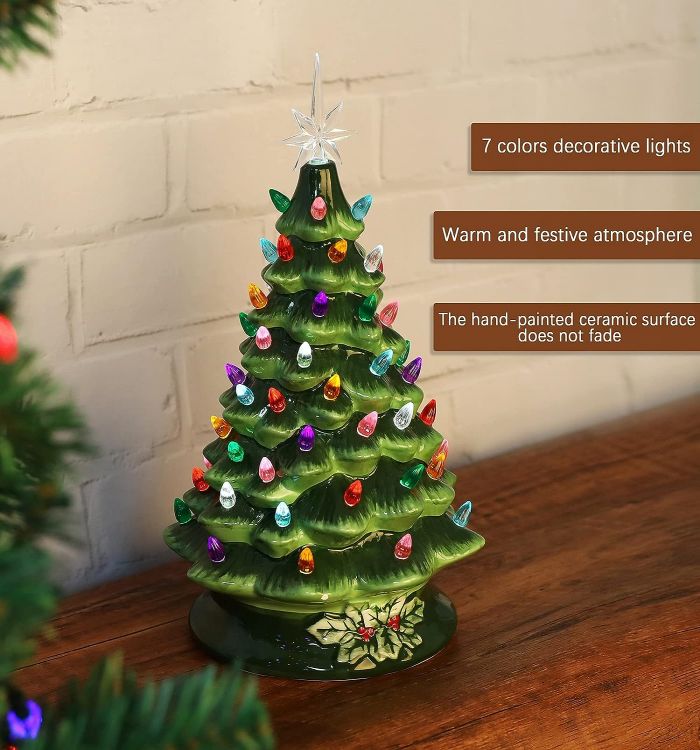 Ceramic Christmas tree with LED lights Christmas holiday decoration