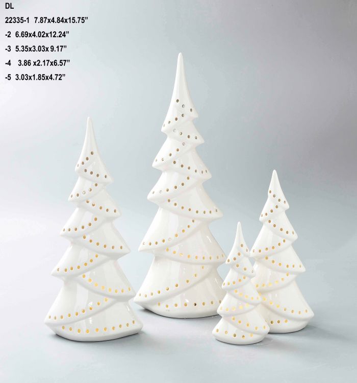 White ceramic Christmas tree with LED lights Festive decorations