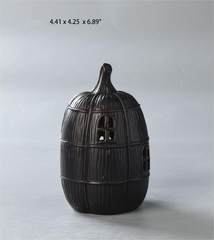 Black ceramic pumpkin decoration for Halloween and Thanksgiving