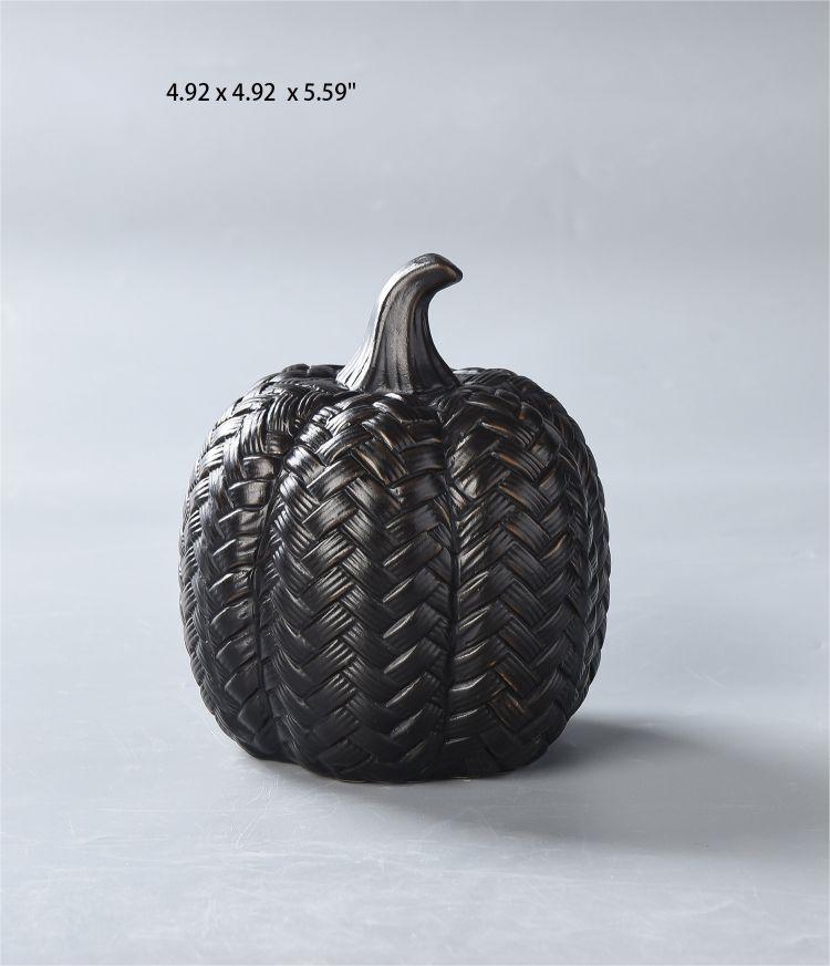 Black ceramic pumpkin decoration for Halloween and Thanksgiving