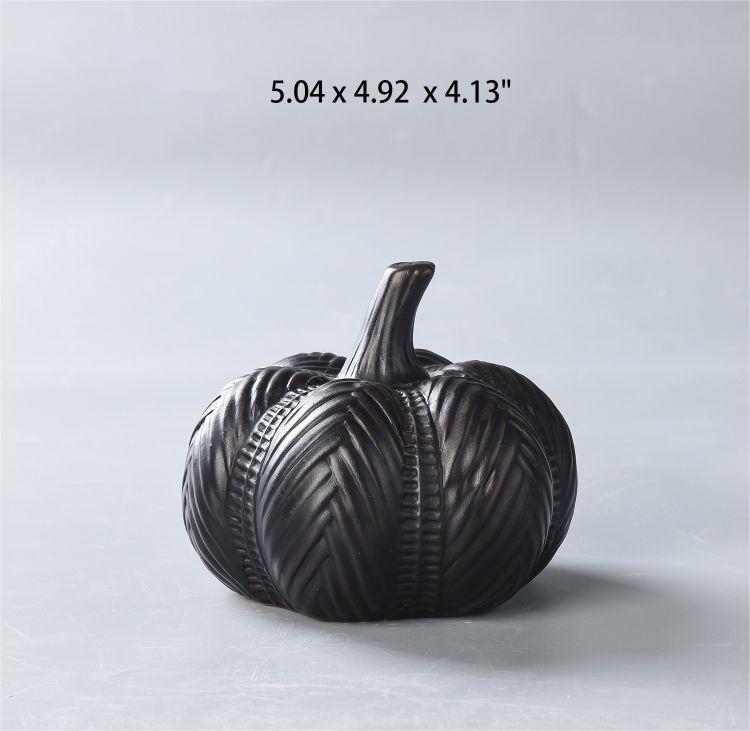 Black ceramic pumpkin decoration for Halloween and Thanksgiving