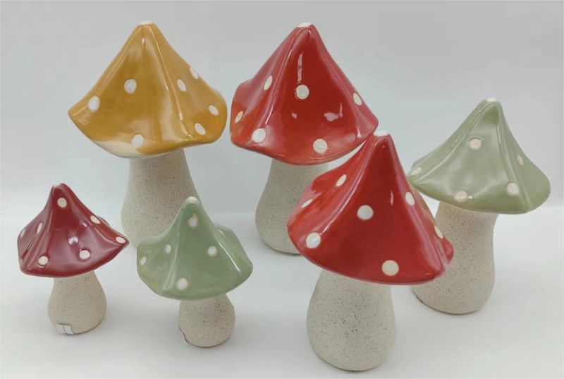 Ceramic mushroom garden decor painted ceramic mushroom