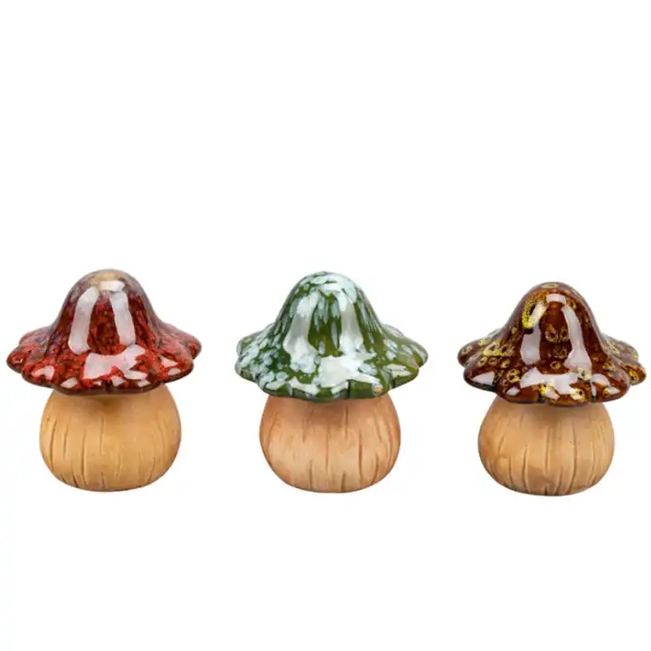 Garden Ceramic Mushrooms Statues Lawn Ornaments Figurines Yard Decoration