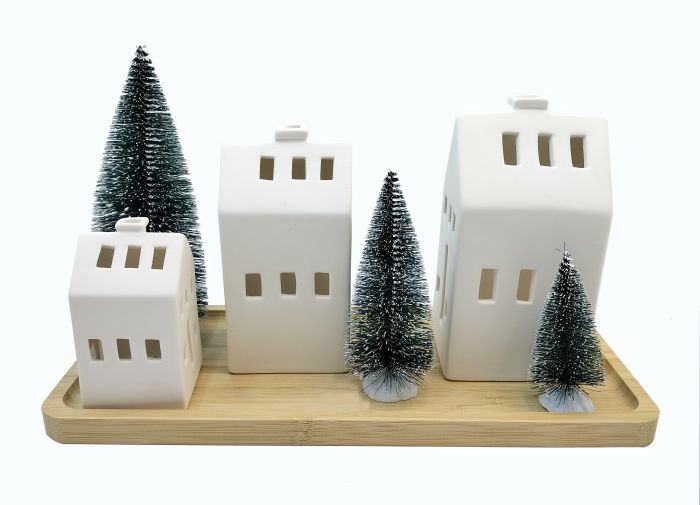 Ceramic Christmas Village Sets with LED Light Christmas Houses