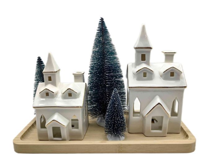 Christmas Village Sets Winter Houses Village with Lighted LED