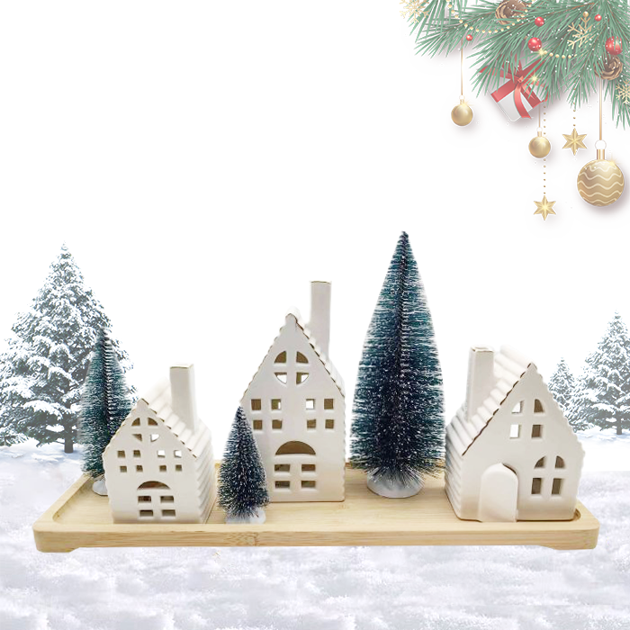 ceramic christmas house set