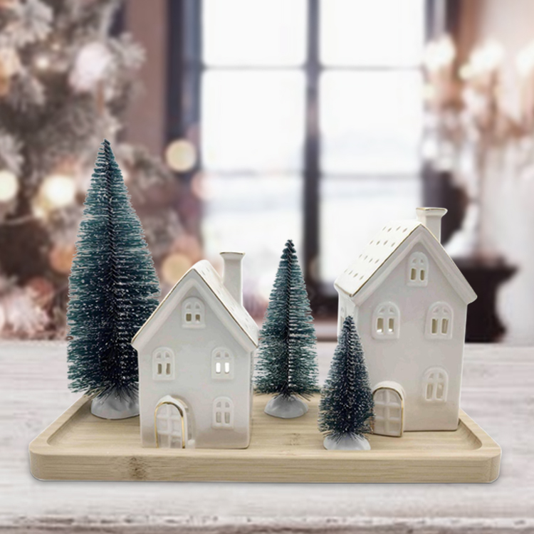 ceramic christmas house set