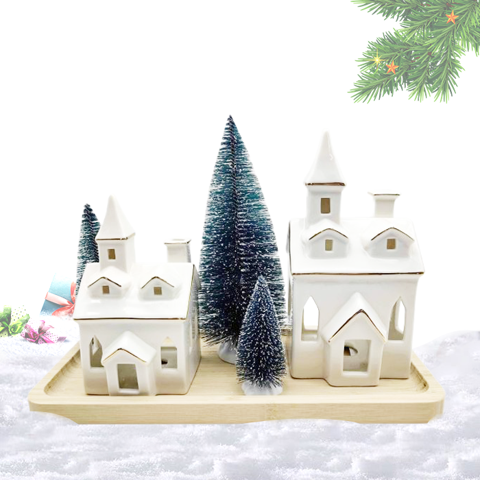 ceramic christmas house set