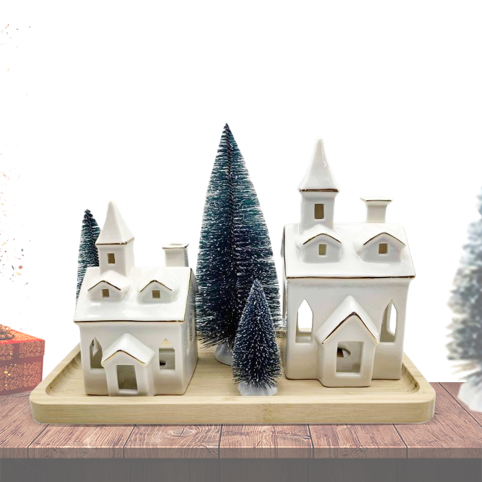 white ceramic houses set