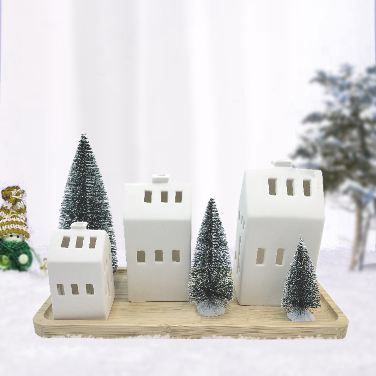 Ceramic Christmas Village Sets with LED Light Christmas Houses