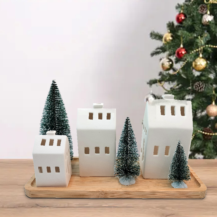 Ceramic Christmas Village Sets with LED Light Christmas Houses