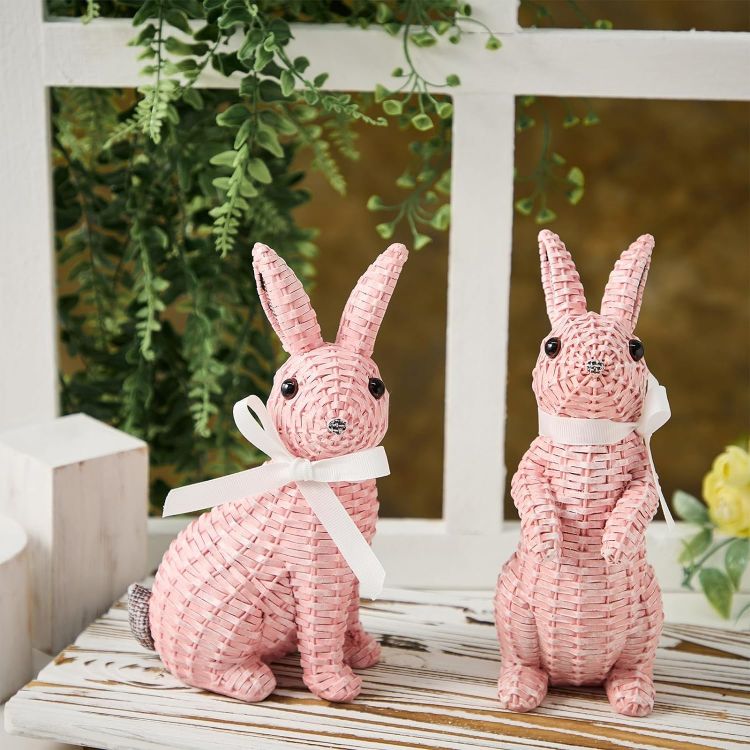 Rattan Effect Resin Bunny