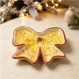 Buttercream Yellow Star-Center Bow Ceramic Decorative Plate