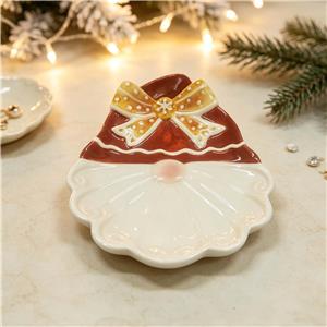 Nordic Fairy-Tale Hand-Painted Christmas Gnome Ceramic Shallow Dish