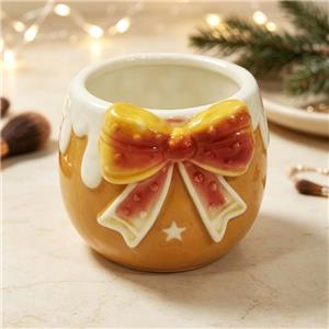 Vintage Caramel Gradient Bow Ceramic Mug
