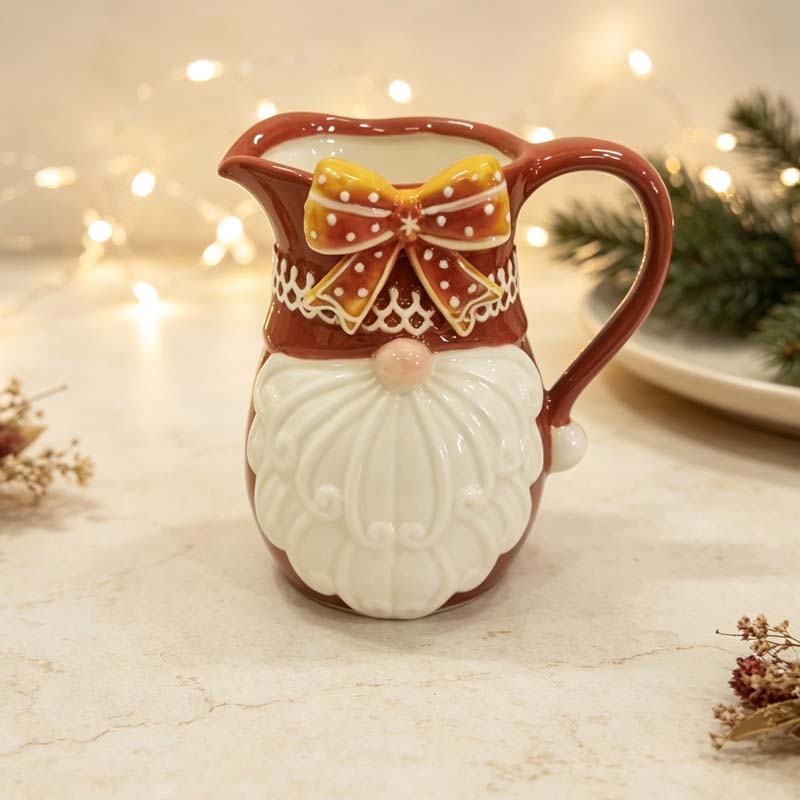 Creative Bearded Gnome Bow Ceramic Pitcher with Handle
