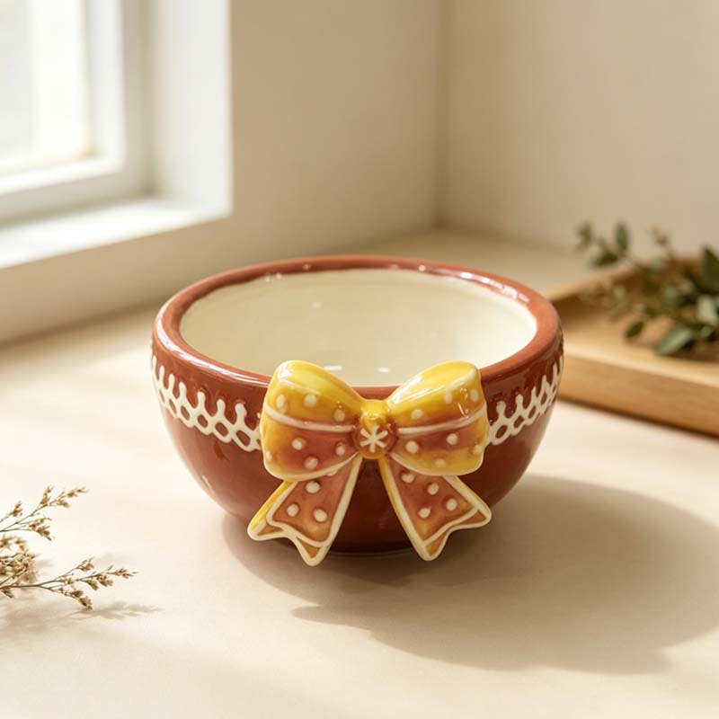 Creative 3D Bow Ceramic Shallow Bowl