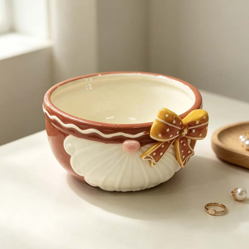 Creative Santa Beard Bow Ceramic Wide-Mouth Shallow Bowl