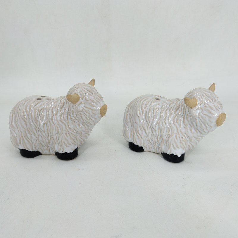 Adorable Highland Cow White Glazed Ceramic Figurine | Handcrafted Texture Details | Holiday & Housewarming Gift