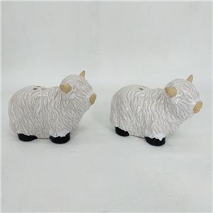 Adorable Highland Cow White Glazed Ceramic Figurine | Handcrafted Texture Details | Holiday & Housewarming Gift