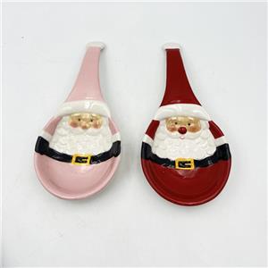 Adorable Santa Ceramic Spoon Rest | Classic Red & Pink Color Options | 3D Relief Half-Body Design | Holiday Gift