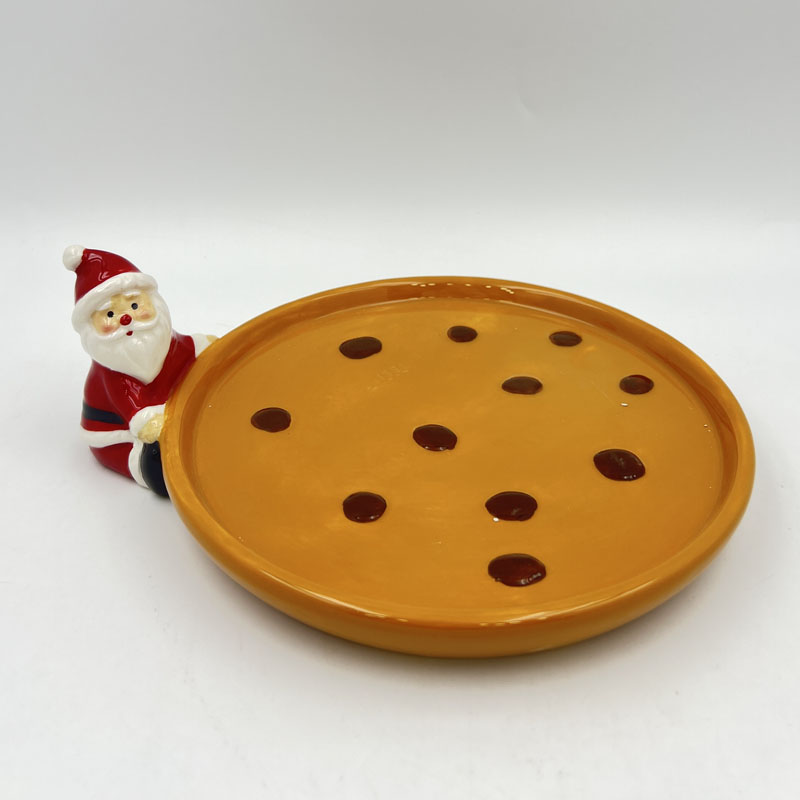 Novelty 3D Hugging Mini Santa Ceramic Serving Plate, Fun Festive Christmas Kitchen & Tabletop Holiday Decor