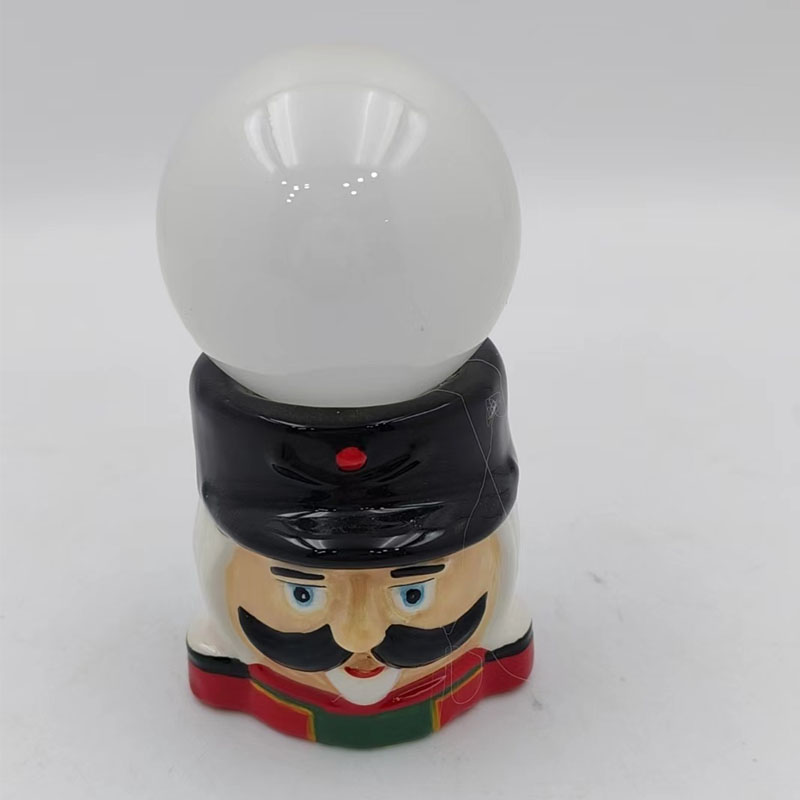 Nutcracker Soldier White Shade Ceramic Night Light, Christmas Retro Tabletop Atmosphere Lamp