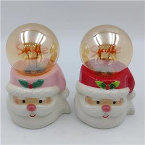 Santa Claus Head Amber Globe Light-up Night Light, Smile Christmas Tabletop Atmosphere Lamp