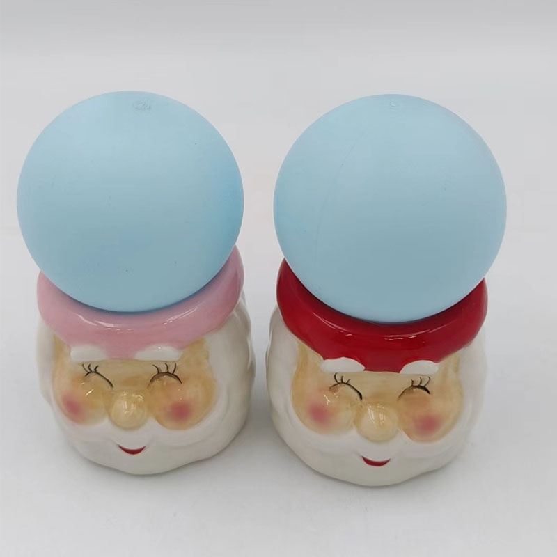 Smiling Santa Ceramic Night Light | Light Blue Frosted Shade Design | Cute Bedside Accent | Kids Holiday Party Favor