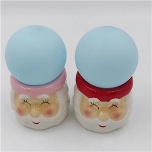Smiling Santa Ceramic Night Light | Light Blue Frosted Shade Design | Cute Bedside Accent | Kids Holiday Party Favor