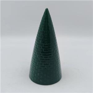 Dark Green Brick Pattern Cone Ceramic Christmas Tree, Minimalist Embossed Holiday Decor Figurine
