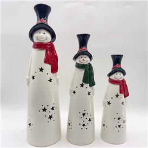 Top Hat Snowman Ceramic Wax Melt Warmer | Star Cutout Glow Design | Red & Green Scarf with Black Top Hat |Winter Party Favor