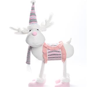 Fair Isle Knitted Plush Reindeer Figurine | Pointed Hat & Tassel Scarf | Sweet Winter Tabletop Decor | Sweet Holiday Gift