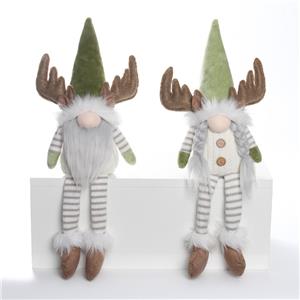 Antler Gnome Long-Legged Plush Figurine | Striped Pants Design | Nordic Holiday Tabletop Decor