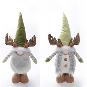 Standing Antler Gnome Doll Figurine | Long Beard, Braids & Wooden Button Details | Christmas Party Favor