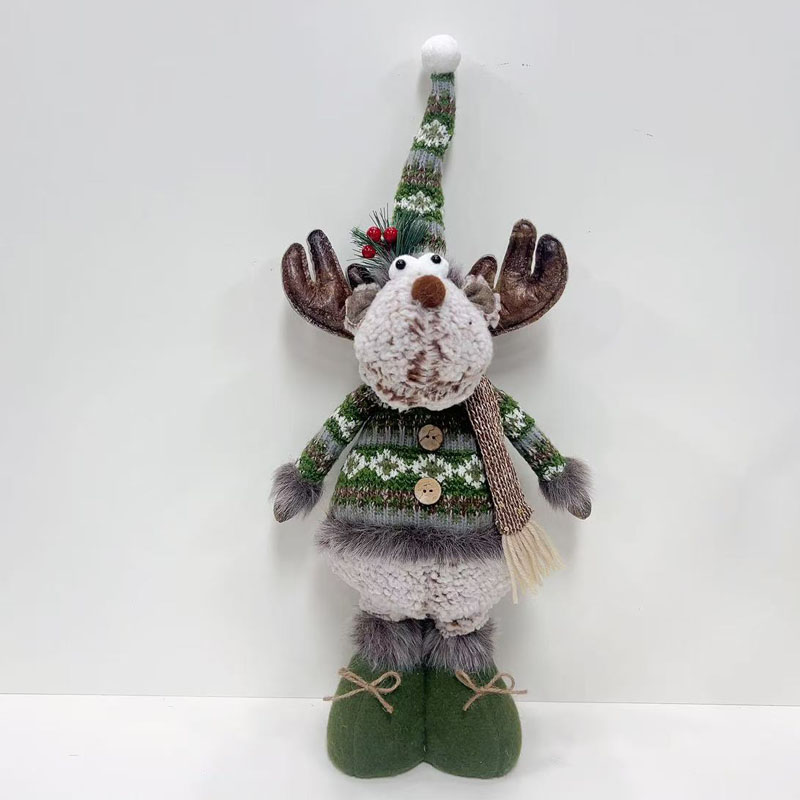 Fair Isle Style Reindeer Plush Figurine, Playful Christmas Decor