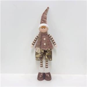 Rose Gold Fabric Long-Legged Boy Figurine | Shiny Shorts & Pearl Buttons | Windowsill Decor