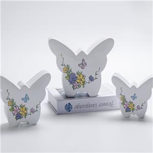 Butterfly-Shaped White Ceramic Hand-Painted Floral & Butterfly Figurine | Artistic Gift