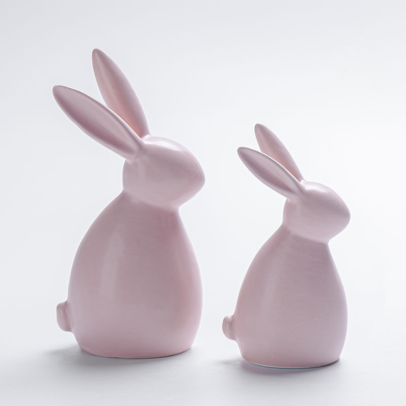 Macaron Pink Ceramic Rabbit Decor Figurine | Minimalist Design | Gentle Gift
